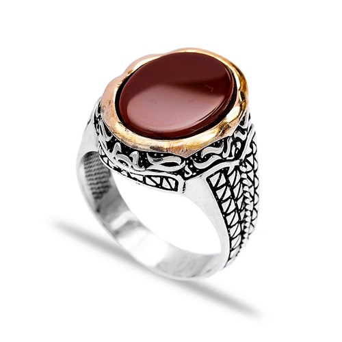 Red Agate Authentic Men Ring Wholesale Handmade 925 Sterling Silver